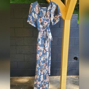 Baltic born blue silky floral dress